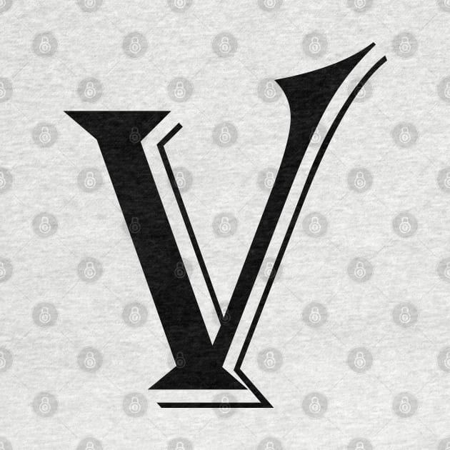 Black letter V in vintage style by Classical